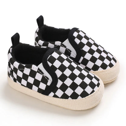 2025 New Baby Canvas Sneakers Anti-slip Soft Plaid Baby Boy Girl Shoes Newborns First Walkers Infant Baby Unisex Casual Shoes