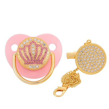 Baby Shower Gifts Baby Pacifier Rhinestone Pacifier Clips Princess Bling BPA Free Silicone Infant Nipple Newborn Baby Soother