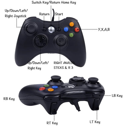 Gamepad For PC/ XBOX 360 USB Controller Wired game console vibration handle computer joystick Support Win7/8/10 System Joypad