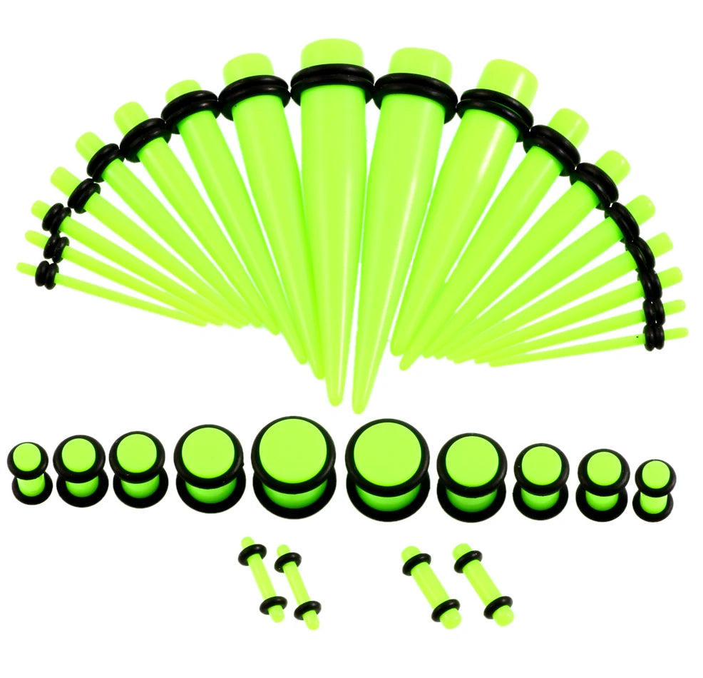 36pcs/lot Acrylic Ear Gauge Taper and Plug Stretching Kits Mixed Color