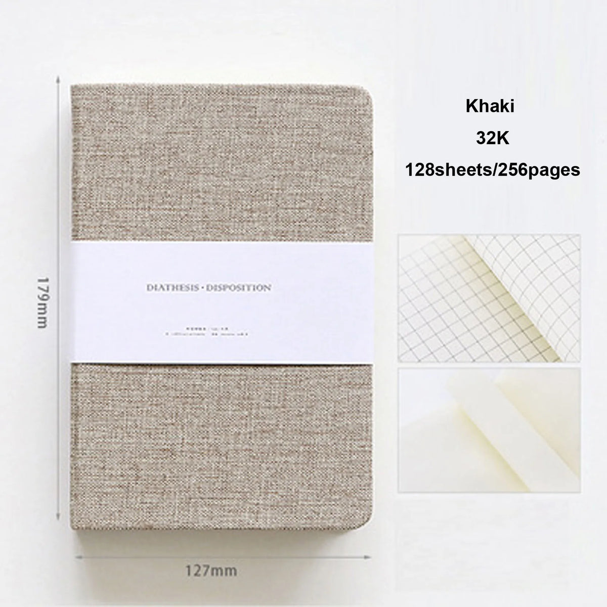Blank And Grid Paper Notebook Linen Hard Cover 256 Pages Paper 80 GSM Journal Planner Office School Supplies Stationery