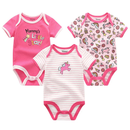 Baby Boy Jumpsuits 3 Pieces Newborn Clothes Set Toddler Girl Bodysuit Kiddiezoom Clothing 100%Cotton Soft Infant Rompers 0-12M
