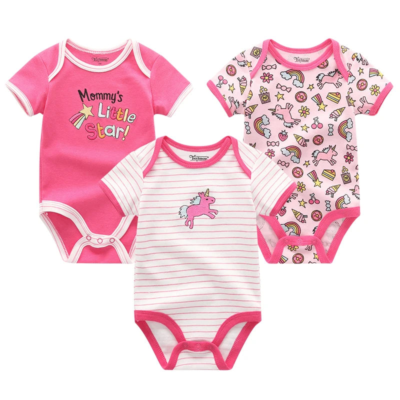 Baby Boy Jumpsuits 3 Pieces Newborn Clothes Set Toddler Girl Bodysuit Kiddiezoom Clothing 100%Cotton Soft Infant Rompers 0-12M
