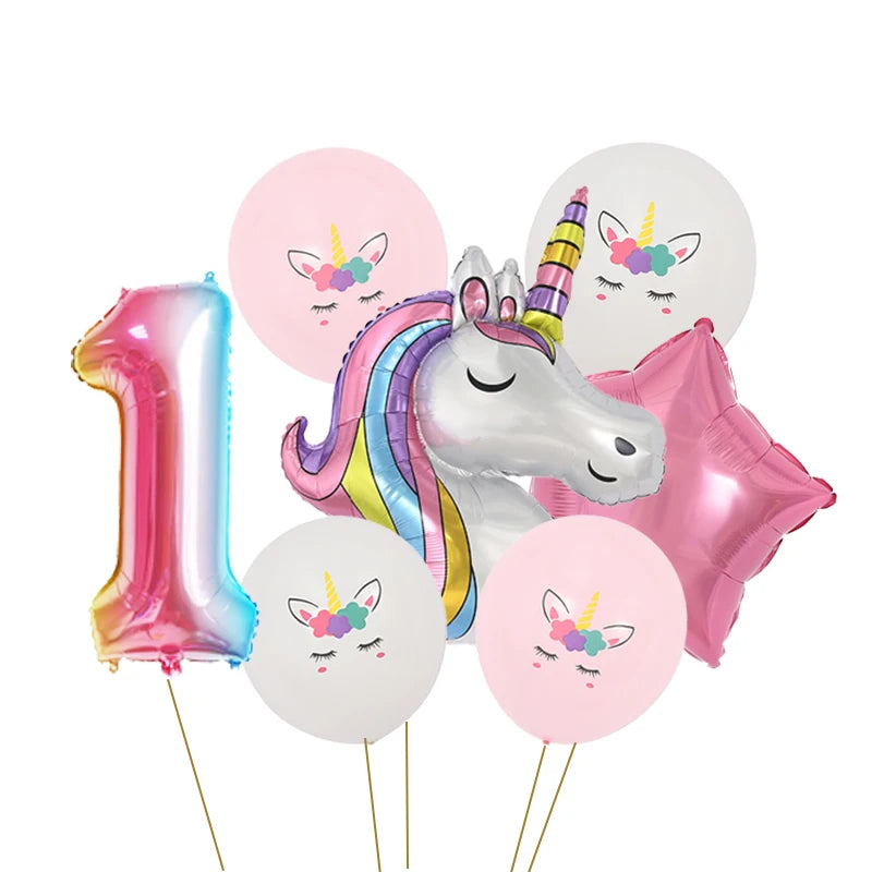 147Pcs Unicorn Birthday Balloons Arch Garland Kit Happy Birthday Banner for Girls Unicorn Birthday Party Decorations Baby Shower