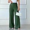 2025 Women Spring and Summer Thin Pants Solid Color Loose Pleated Wide Leg Casual Pants Half Elastic Waist Pants