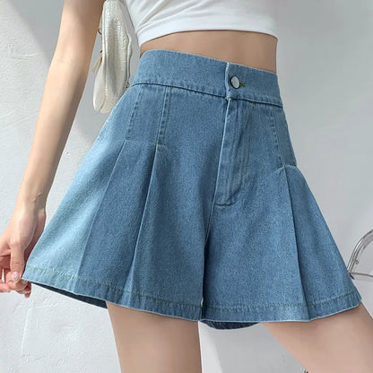 Plus Size Women's Denim Shorts Summer A-line WideLeg Baggy Tight High Waisted Women Casual Jeans