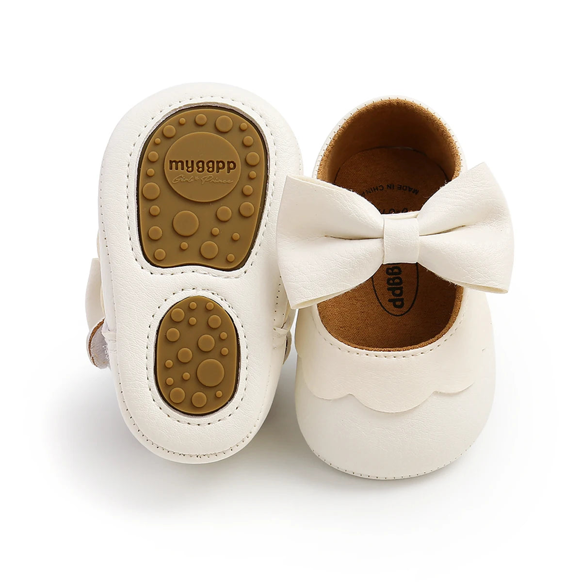 Citgeett 0-18M Baby Infant Girls Flat Shoes Bow Knot Solid First Walker Soft Sole Newborn Infant Toddler Girls Princess Shoes