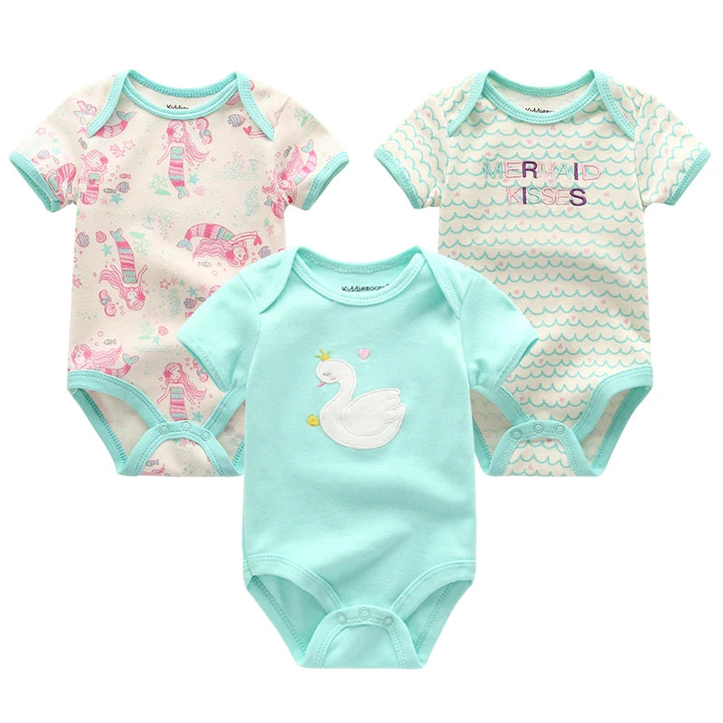 Baby Boy Jumpsuits 3 Pieces Newborn Clothes Set Toddler Girl Bodysuit Kiddiezoom Clothing 100%Cotton Soft Infant Rompers 0-12M