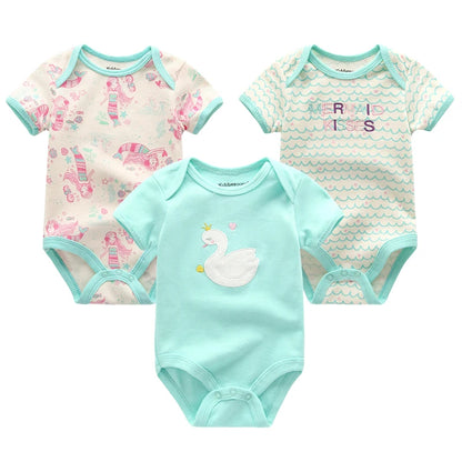 Baby Boy Jumpsuits 3 Pieces Newborn Clothes Set Toddler Girl Bodysuit Kiddiezoom Clothing 100%Cotton Soft Infant Rompers 0-12M