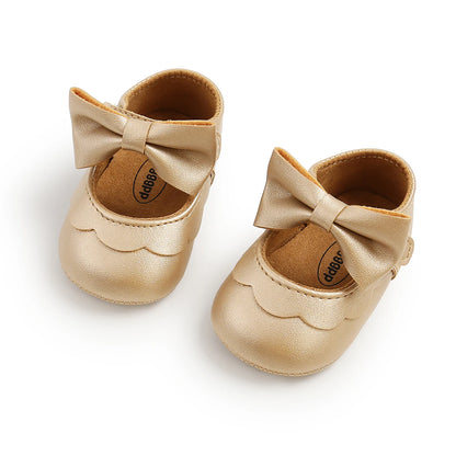 Citgeett 0-18M Baby Infant Girls Flat Shoes Bow Knot Solid First Walker Soft Sole Newborn Infant Toddler Girls Princess Shoes