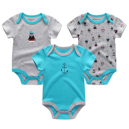 Baby Boy Jumpsuits 3 Pieces Newborn Clothes Set Toddler Girl Bodysuit Kiddiezoom Clothing 100%Cotton Soft Infant Rompers 0-12M