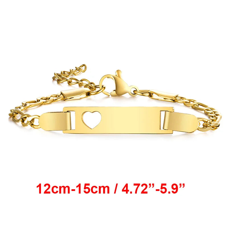 Vnox Custom Baby Girls Bracelets,Anti Allergy Stainless Steel Bracelet for Newborn Mom,Personalized Name Birthday Boy Girls Gift