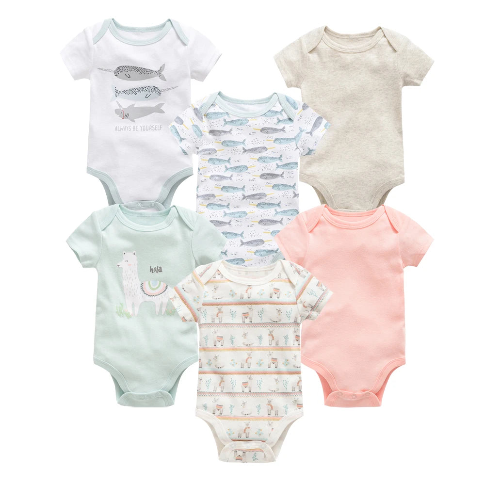 Kavkas Baby Girls Bodysuits 6/3 pcs/lot Summer Cotton Baby Clothes Short Sleeve Newborn body bebe 0-3 months Infant Clothing
