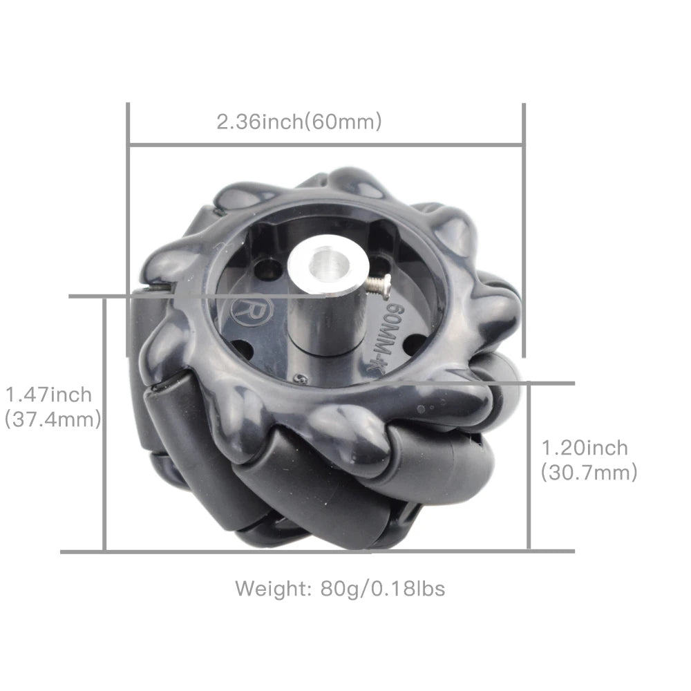 5KG Load 60mm Mecanum Wheel for Arduino Raspberry Pi with 12V DC Hall Encoder Motor DIY STEM Robot Car Toy Parts