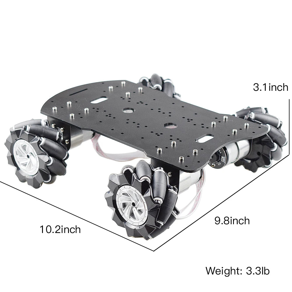 15KG Payload 4WD 80mm Mecanum Wheel Robot Car Chassis Kit with DC 12V Hall Motor for Arduino Raspberry Pi DIY Project STEM Toy