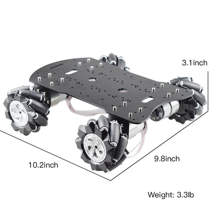 15KG Payload 4WD 80mm Mecanum Wheel Robot Car Chassis Kit with DC 12V Hall Motor for Arduino Raspberry Pi DIY Project STEM Toy