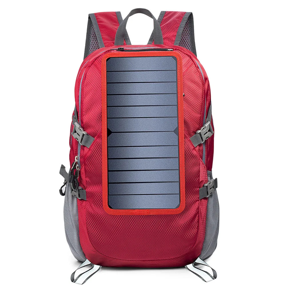 Solar Backpack Foldable Hiking Daypack With 5V Power Supply 6.5W Solar Panel Charge For Cell Phones