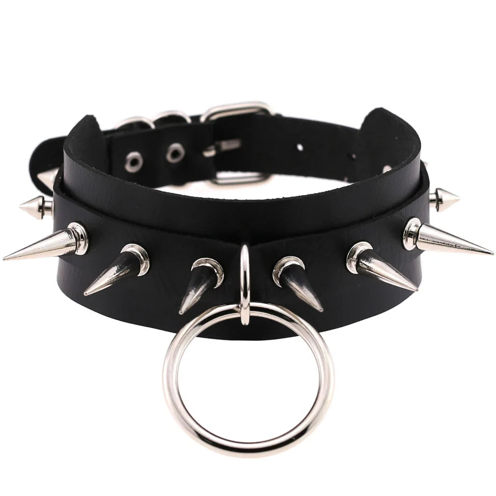 DIEZI Vintage Sweet Cool Hip Hop Rivet Choker Necklace Harajuku Gothic Club Black PU Leather Collar Torques Necklace Jewelry