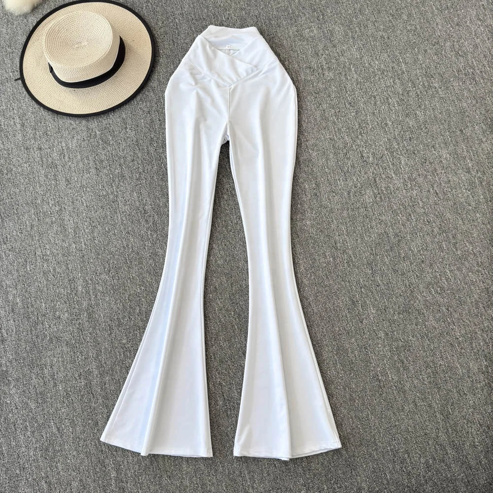 Sexy Stretch Yoga Pants Summer New Style Mature and Stylish High Waisted Slim Fit Versatile and Slightly Flared Pants
