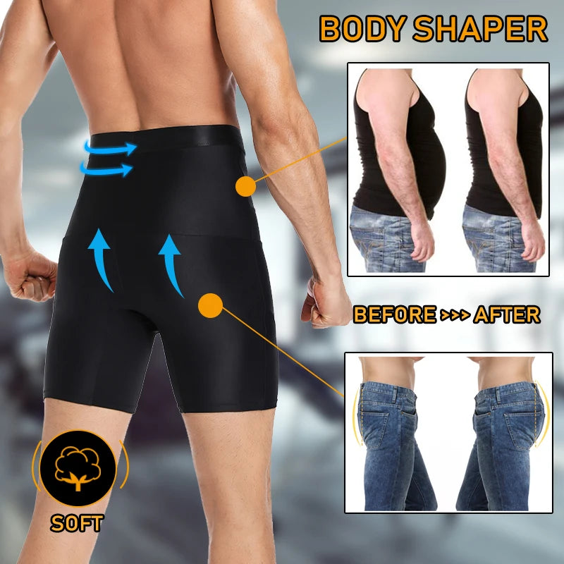 Men Tummy Control Shorts High Waist Slimming Underwear Body Shaper Invisable Belly Girdle Boxer Briefs Abdomen Control Panties
