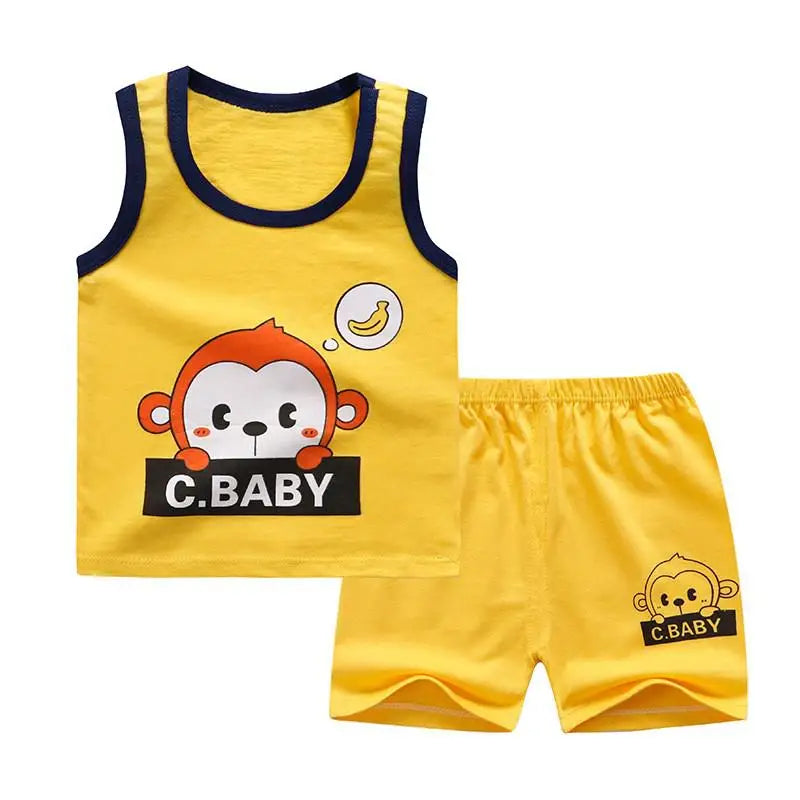 Baby Boy Summer Clothes 2020 Cartoon Sleeveless Tops Vest + Shorts 2pcs Infant Clothing Outfits Kids Bebes Sport Suits
