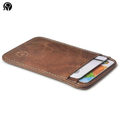 Wholesale Genuine Leather Convenient ID Pocket Bank Credit Card Case Vintage Thin Card Wallet Men Cash Bag Slim Bus Card Holder