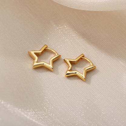 Luxury Star Pendientes Earrings For Women Girl Stainless Steel Minimalist Hoop Piercing 2025 New In y2k Jewelry aretes de mujer