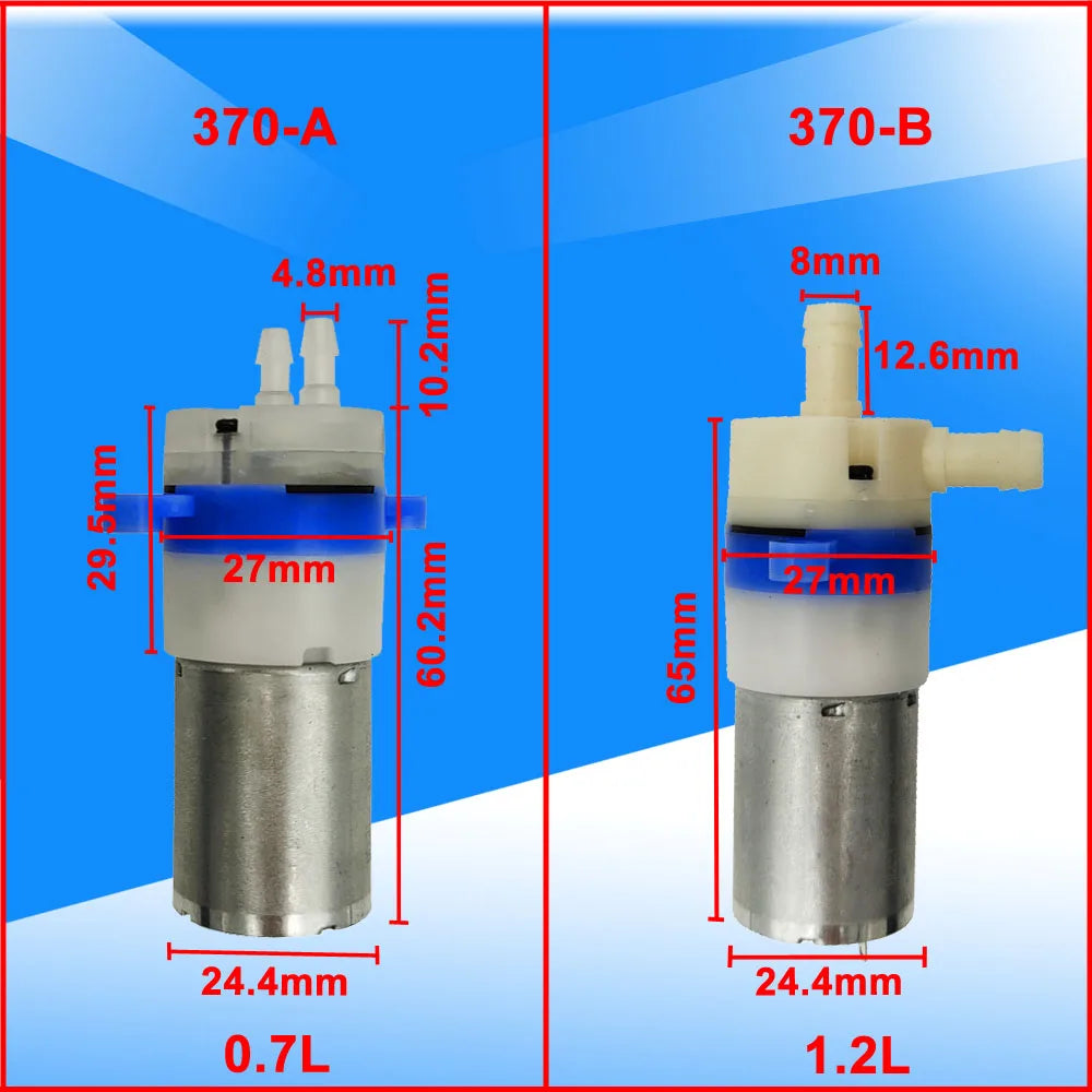 12V Micro DC Water Pump Food Grade Water Dispenser 370 Mini Pump 0.7-1.2L/min Low Noise Long Life Self-priming Pump Customized