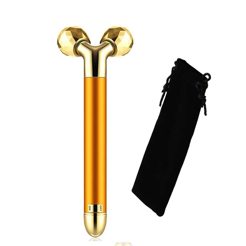 Multi-function Beauty Care Device 24k Facial Massage Stick Roller 3D Golden Energy Bar Vibrating Massager for Beauty Tool