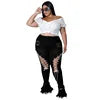 Trending Products 2022 New Arrivals FashionSlim Ripped Eyelet String Sexy Plus Size Jean for Woman