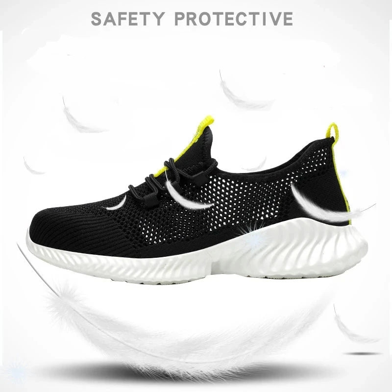 Work Boots Breathable Safety Shoes Men's Lightweight Summer Anti-Smashing Piercing Work Sandals Protective Single Mesh Sneaker