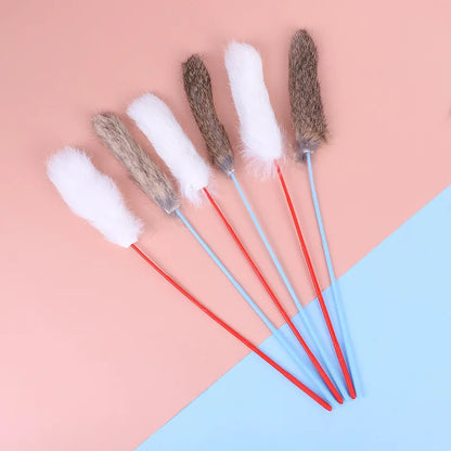5pcs Funny Kitten Cat Teaser Interactive Toy Rod with Bell and Feather Toys For Pet Cats Stick Wire Chaser Wand Toy Random Color