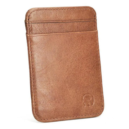 Wholesale Genuine Leather Convenient ID Pocket Bank Credit Card Case Vintage Thin Card Wallet Men Cash Bag Slim Bus Card Holder