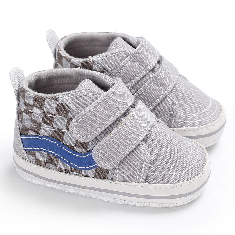 2025 New Baby Canvas Sneakers Anti-slip Soft Plaid Baby Boy Girl Shoes Newborns First Walkers Infant Baby Unisex Casual Shoes
