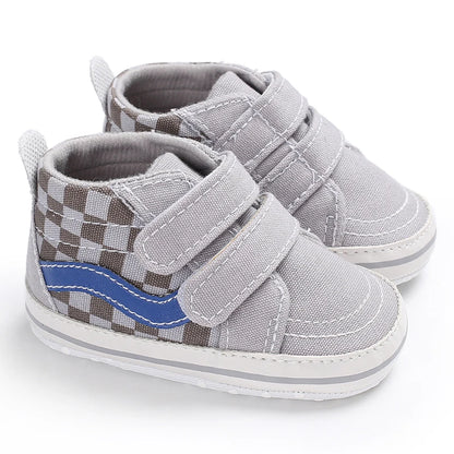 2025 New Baby Canvas Sneakers Anti-slip Soft Plaid Baby Boy Girl Shoes Newborns First Walkers Infant Baby Unisex Casual Shoes