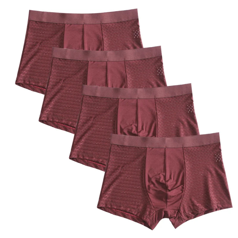 L-8XL Plus Banboo Fiber Men Underwear Male boxer Solid Panties Shorts Men's  Underpants Breathable Intimate Man boxers 4pcs