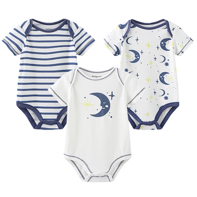 Baby Boy Jumpsuits 3 Pieces Newborn Clothes Set Toddler Girl Bodysuit Kiddiezoom Clothing 100%Cotton Soft Infant Rompers 0-12M