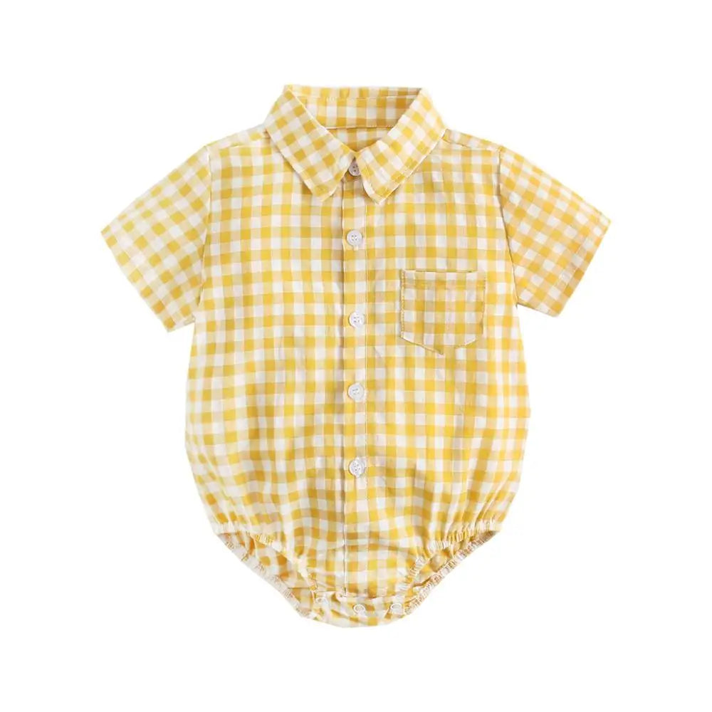 Sanlutoz Cotton Baby Boys Bodysuits Fashion Newborn Clothes for Baby Boy Short Sleeve Summer Baby Clothing Plaid