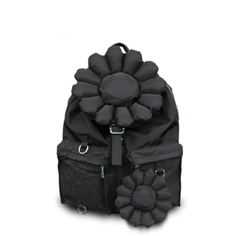 iPinee Oxford Backpack For Women Large Capacity Luxury Designer Schoolbag With Sun Flower High Quality Casual Travel Bag