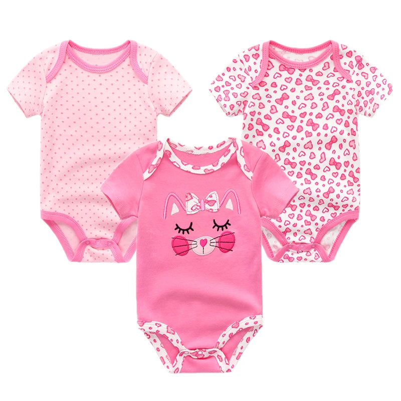 Baby Boy Jumpsuits 3 Pieces Newborn Clothes Set Toddler Girl Bodysuit Kiddiezoom Clothing 100%Cotton Soft Infant Rompers 0-12M