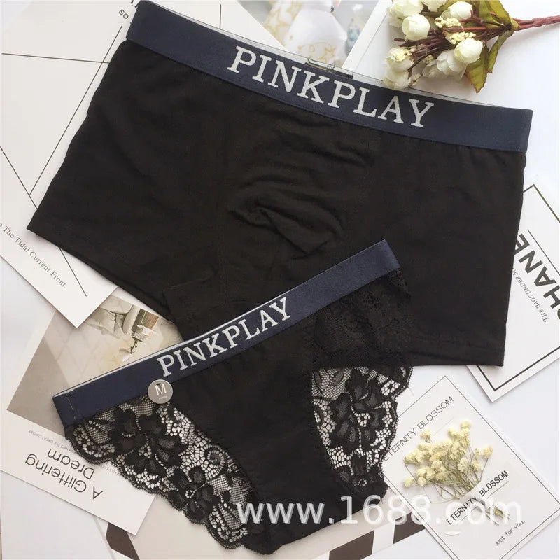 New Style Men's  Women Underwear Sexy Lace Panties Women Low Waist Pure Color Briefs Male Comfort Boxers Fashion Lovers Panties