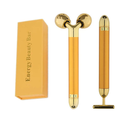 Multi-function Beauty Care Device 24k Facial Massage Stick Roller 3D Golden Energy Bar Vibrating Massager for Beauty Tool