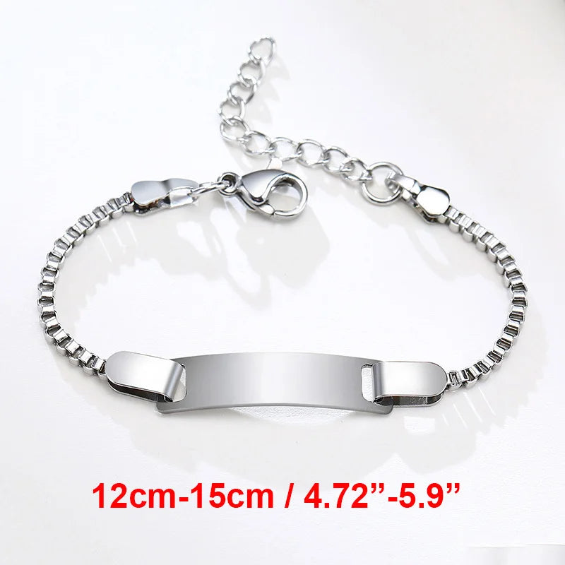Vnox Custom Baby Girls Bracelets,Anti Allergy Stainless Steel Bracelet for Newborn Mom,Personalized Name Birthday Boy Girls Gift