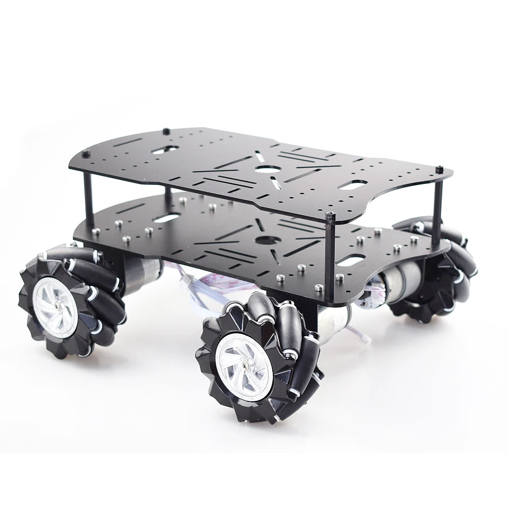 15KG Load 4WD 80mm Mecanum Wheel RC Robot Car Chassis with DC 12V Encoder Motor for Arduino Raspberry Pi DIY Project STEM Toy