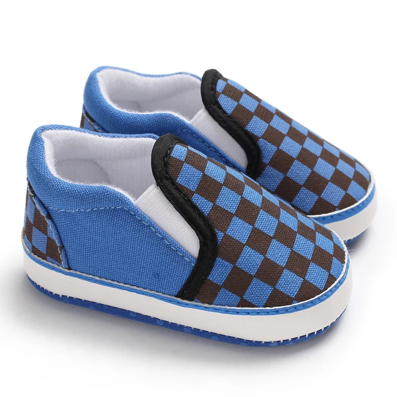 2025 New Baby Canvas Sneakers Anti-slip Soft Plaid Baby Boy Girl Shoes Newborns First Walkers Infant Baby Unisex Casual Shoes