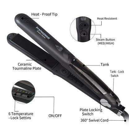 Steam Hair Straightener Professional Ceramic Vapor Flat Iron 450℉ Fast Heat Argan Oil Treatment Hair Care Tools