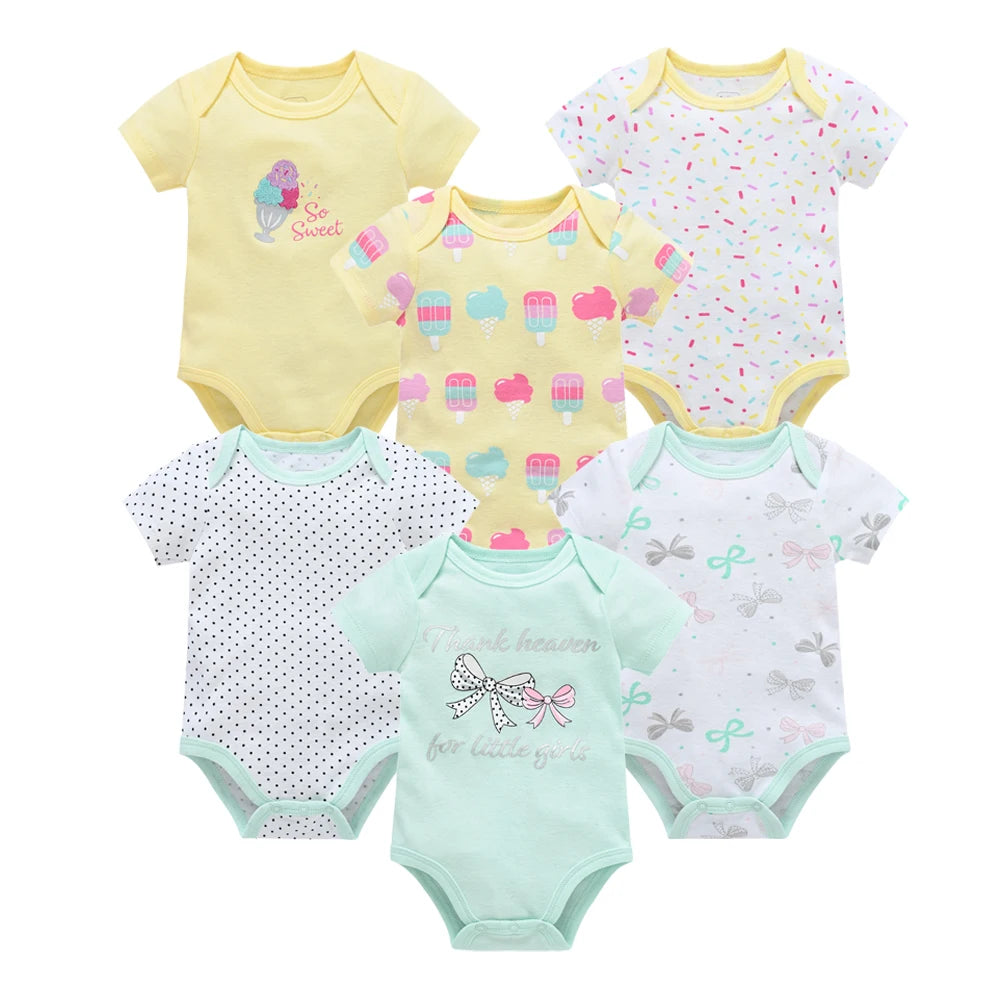 Kavkas Baby Girls Bodysuits 6/3 pcs/lot Summer Cotton Baby Clothes Short Sleeve Newborn body bebe 0-3 months Infant Clothing