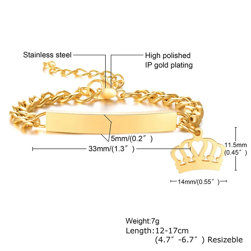 Vnox Custom Baby Girls Bracelets,Anti Allergy Stainless Steel Bracelet for Newborn Mom,Personalized Name Birthday Boy Girls Gift