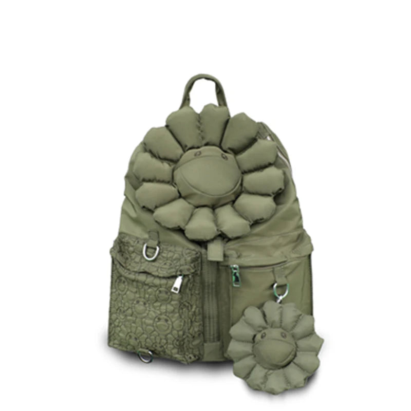 iPinee Oxford Backpack For Women Large Capacity Luxury Designer Schoolbag With Sun Flower High Quality Casual Travel Bag