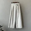 Asymmetric Diagonal Placket Strap Wide Leg Pants for Women's Spring High Waisted Straight Leg Casual Pants